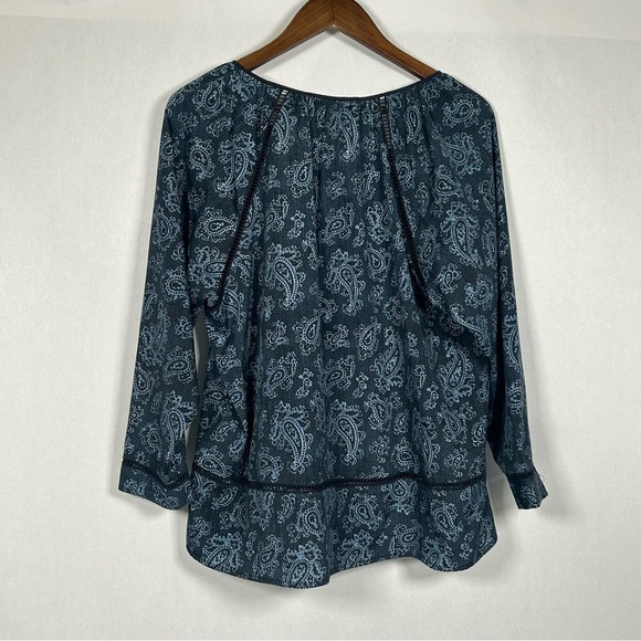 Michael Kors Navy Blue Paisley Print Blouse - Picture 2 of 11